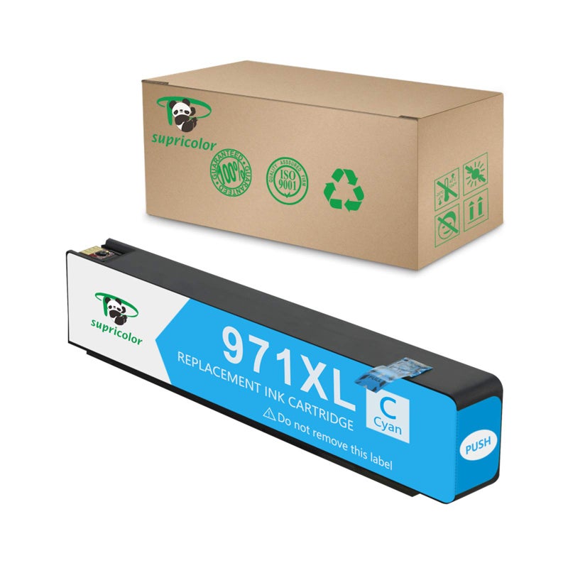 Supricolor Replacement 971XL Cyan Ink Cartridge, 971 971 XL Ink Compatible for Officejet Pro X576dw X476dw X476dn X451dn X451dw X551dw Printer - Image 1